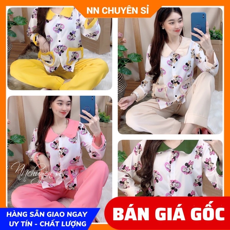 Đồ bộ nữ mặc nhà chất kate mềm mịn in hình bò sữa in hoạt hình dễ thương DBKIHTD16