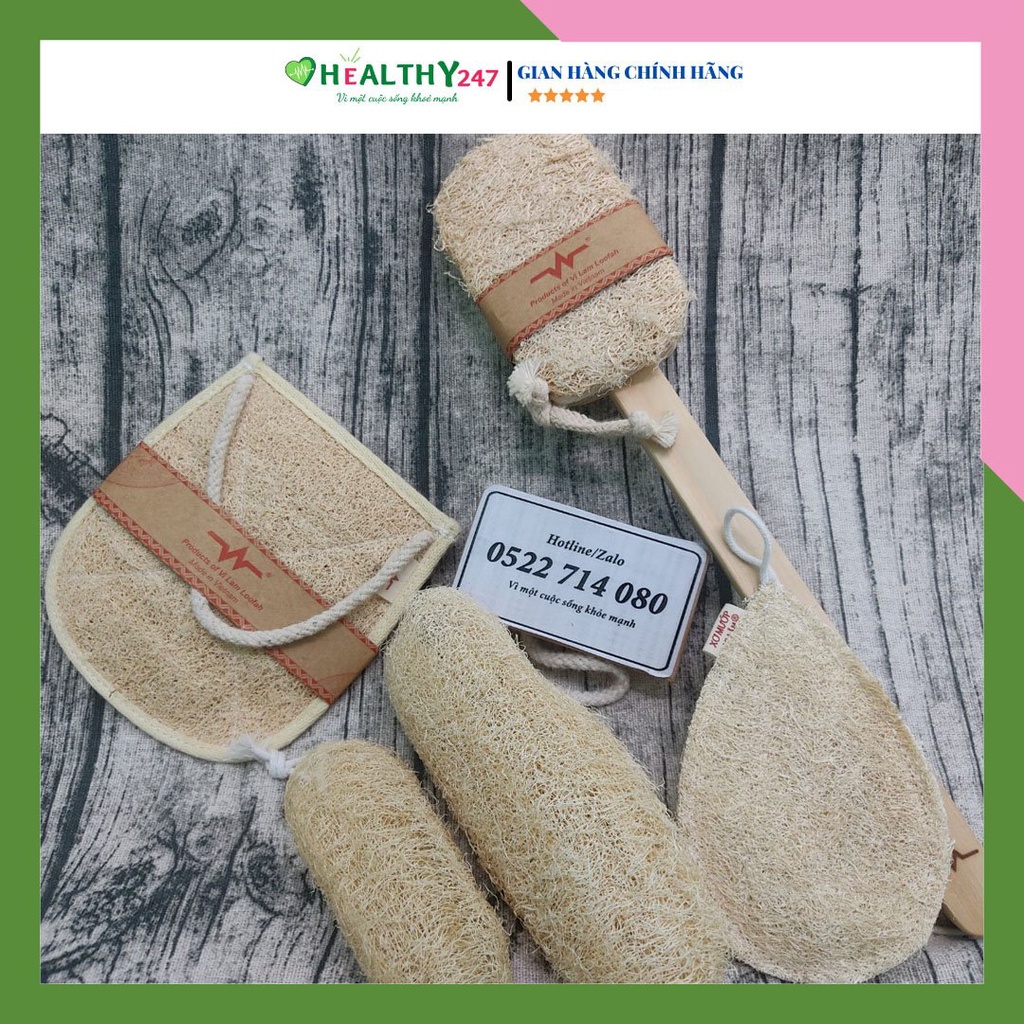 Bộ Muối tắm Epsom và Bông tắm Xơ mướp chăm sóc da tẩy tế bào chết Healthy247
