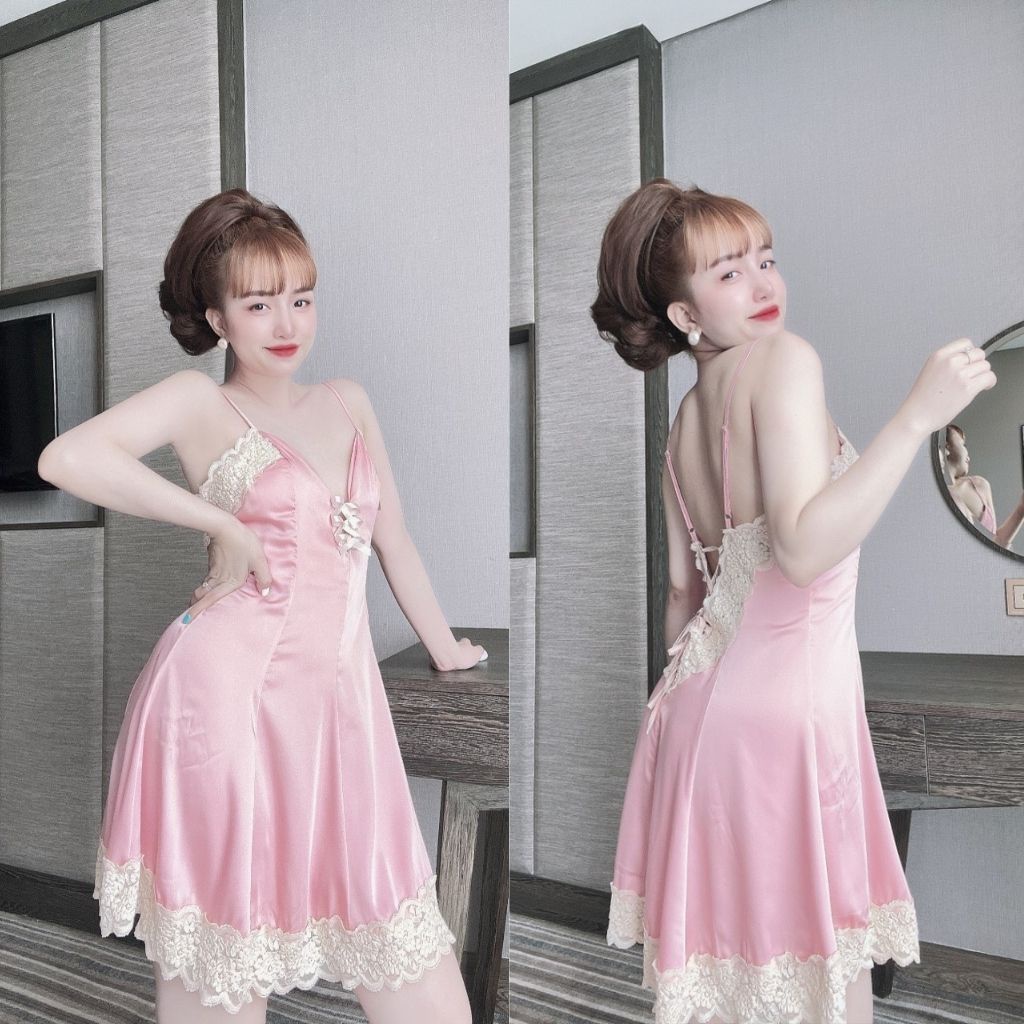 Váy ngủ sexy ❣️FREE SHIP❣️ Đầm ngủ sexy lụa Latin Chất Siêu Mát Dáng Siêu Xinh &lt; 62kg