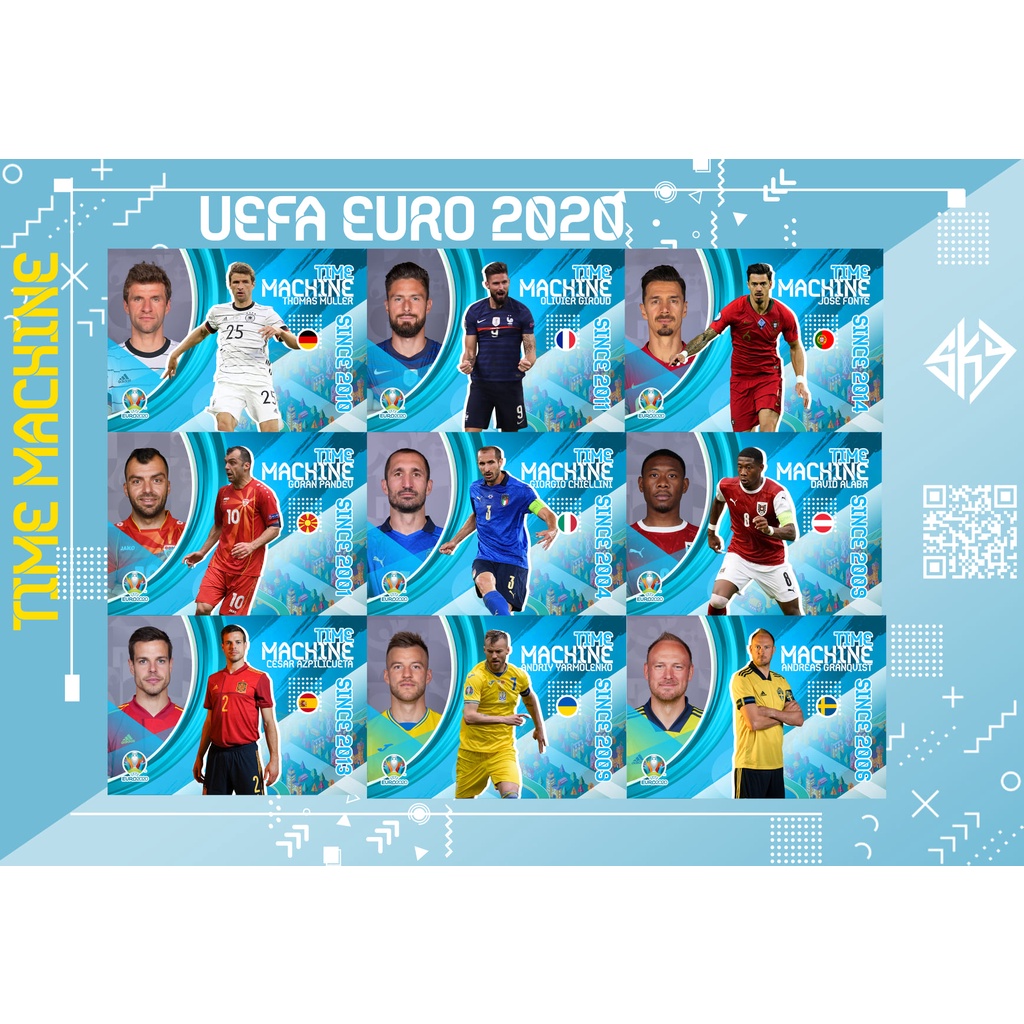 Thẻ Cầu Thủ Bóng Đá SKY Card EURO 20 TIME | Muller Chiellini Giroud Azpilicueta Granqvist Alaba Pandev Yarmolenko Fonte