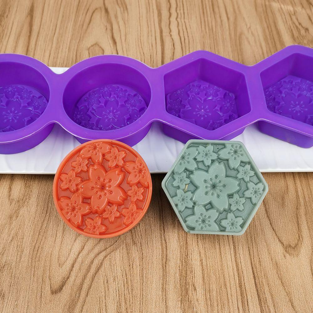Khuôn Silicone Làm Xà Phòng 4 Ngăn Tạo Hình Hoa 3D Phong Cách Vintage