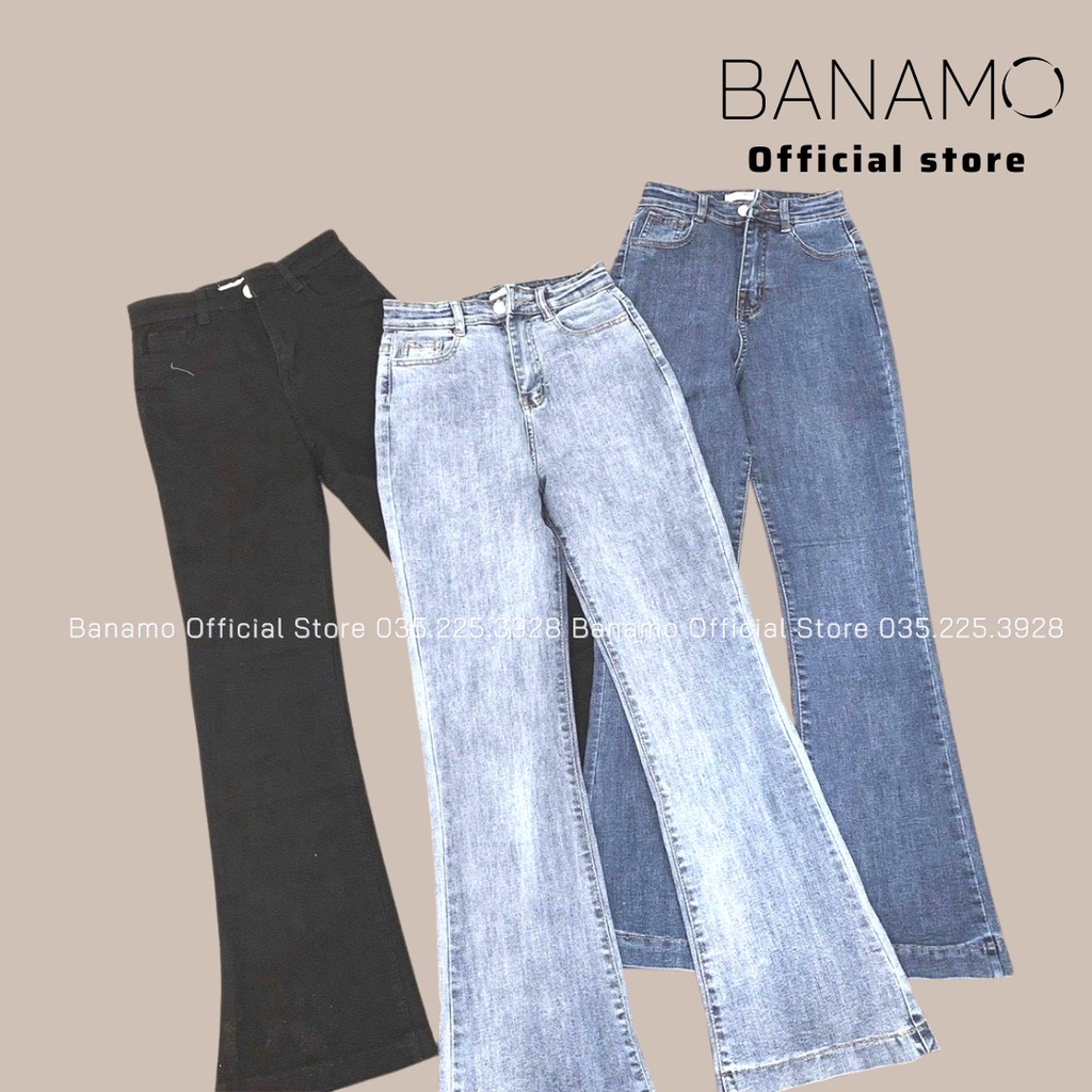 Quần jean ống loe 3 màu sang chảnh siêu hack dáng thời trang Banamo Fashion 463
