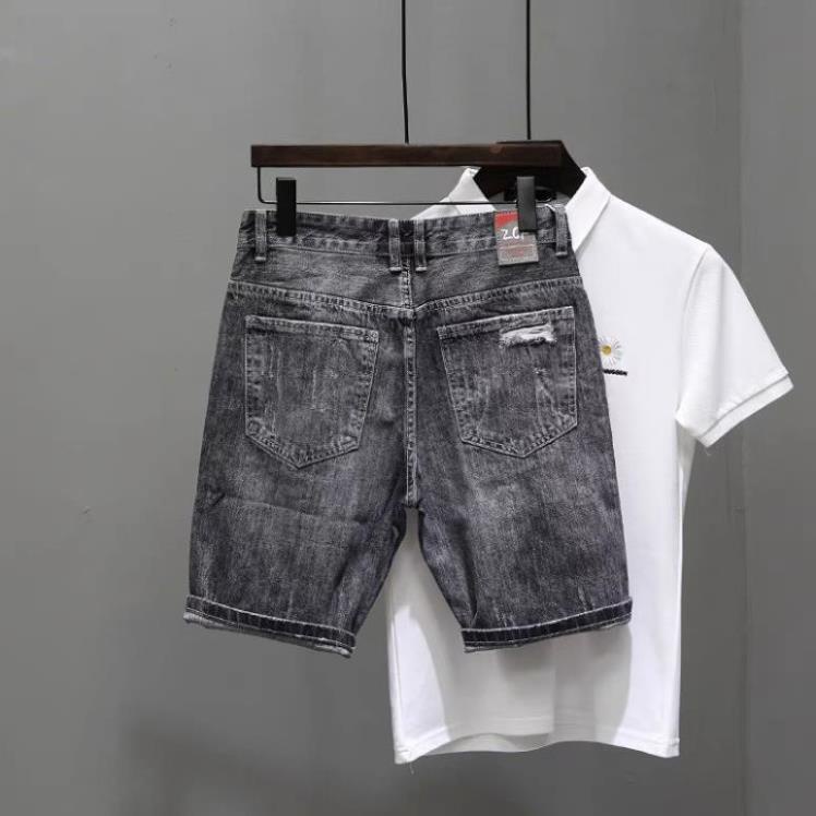 Quần Short Jean Nam Đẹp Chất Bò Co Giãn Cao Cấp, Quần Ngố rách Mẫu Mới Phong Cách Hàn Quốc Q232 ་ ❗