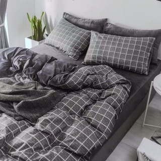 [RẺ VÔ ĐỊCH] Bộ chăn ga Cotton Poly kẻ ô đen - Hàng nhập khẩu