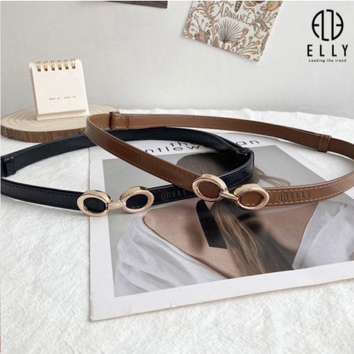 Dây lưng ELLY nữ da thật Nâu Đen – ED62