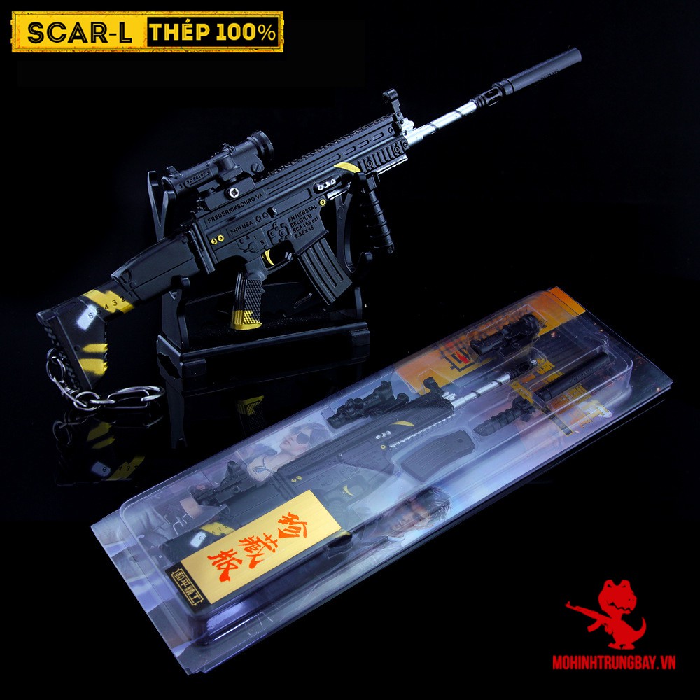 Mô Hình PUBG Scar SKin Black Tặng Kèm 3 Scope Và Kệ Trưng Bày 19cm