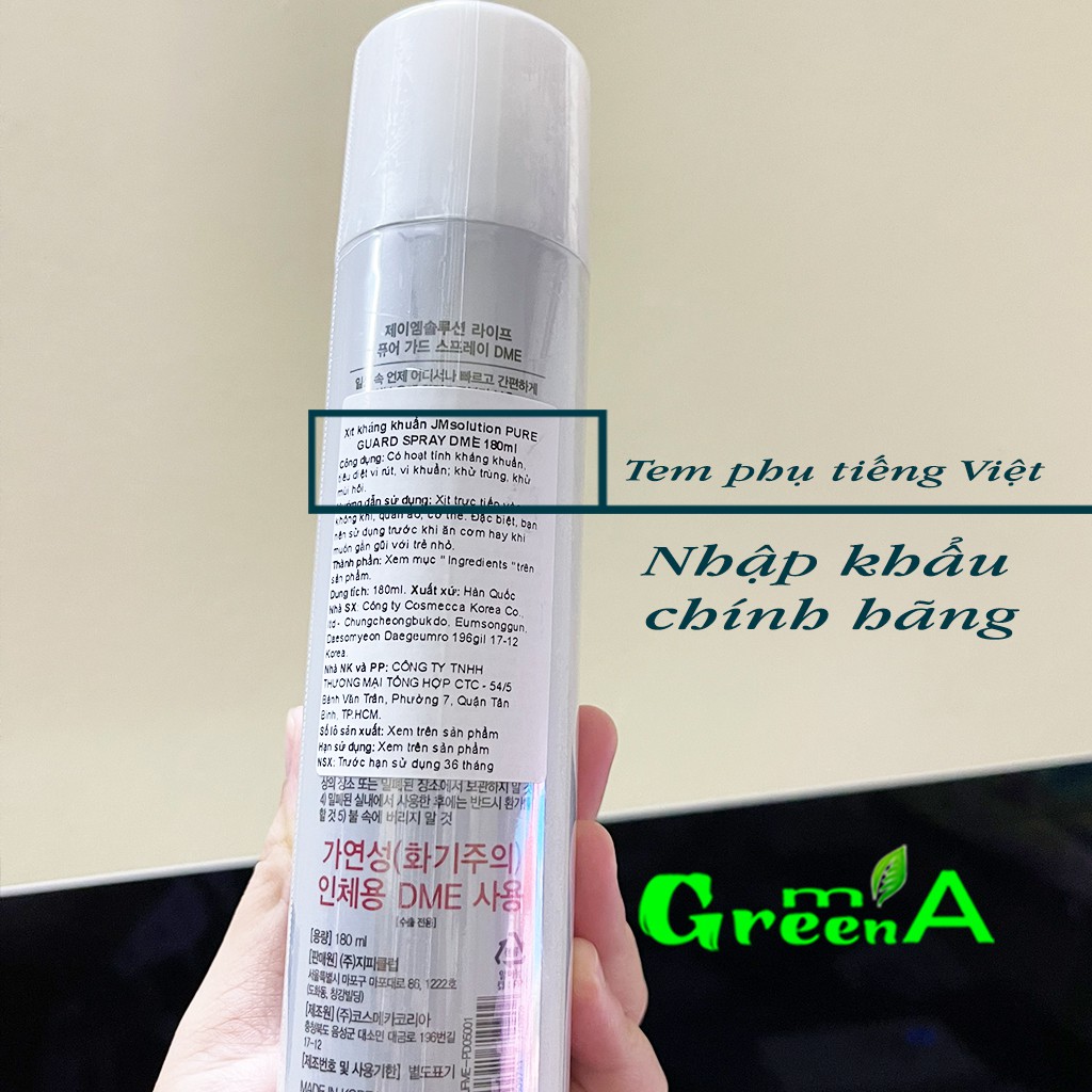 Xịt Phòng Khử Trùng Khử Mùi Kháng Khuẩn JmSolution Life Pure Guard Spray Dme 180ml