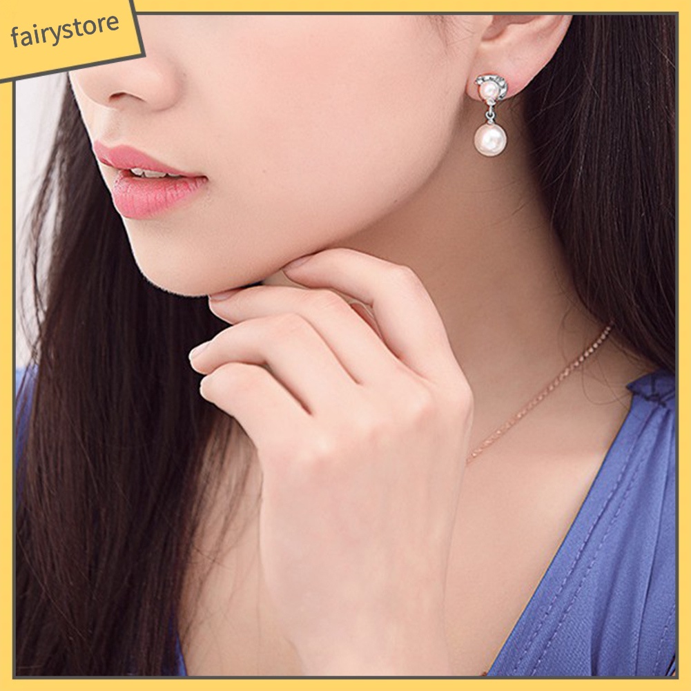 Cặp khuyên tai đính ngọc trai phong cách sang trọng cho nữ