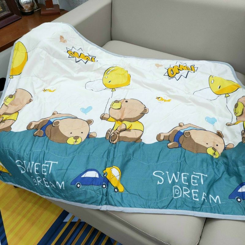 Chăn cho bé vải cotton đũi mềm mịn thoáng mát, mềm chăn hè thu cho bé đi học 1m1x1m5