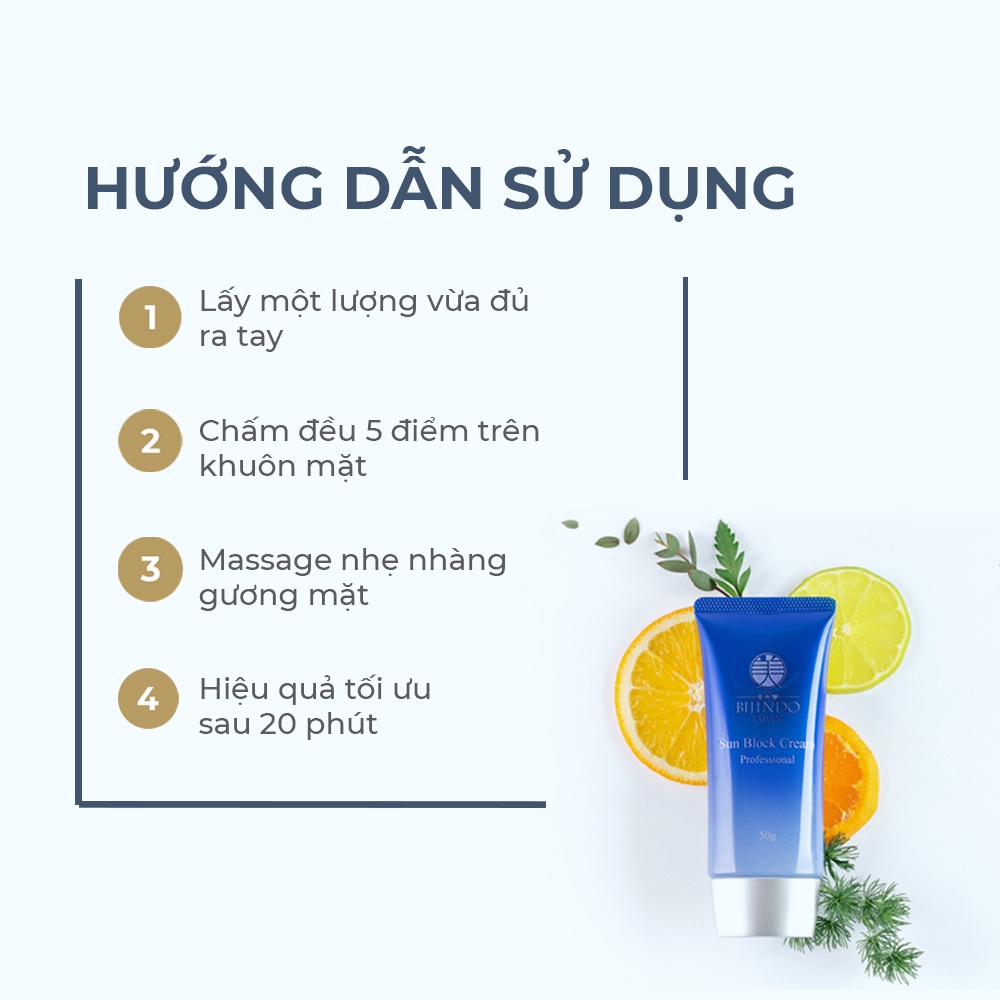 Kem Chống Nắng Kiềm Dầu Cao Cấp BIJINDO 50g SPF 50 PA Dưỡng Trắng Bảo Vệ Khỏi Tia UV Cho Mọi Loại Da | Sản Xuất Tại Nhật