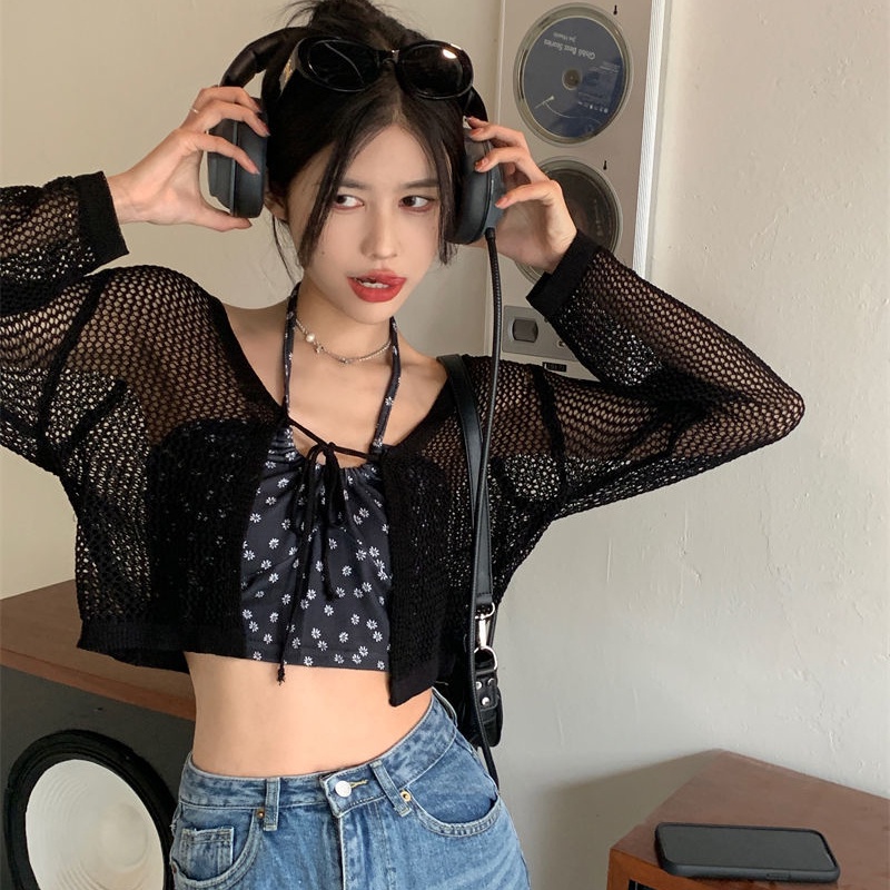 Áo khoác cardigan COZOKC tay dài chống nắng thắt dây thời trang trẻ trung