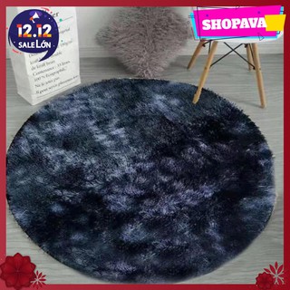 [Free ship-Giảm mạnh]Thảm lông loang tròn nhập khẩu đường kính 1m-màu xám đen
