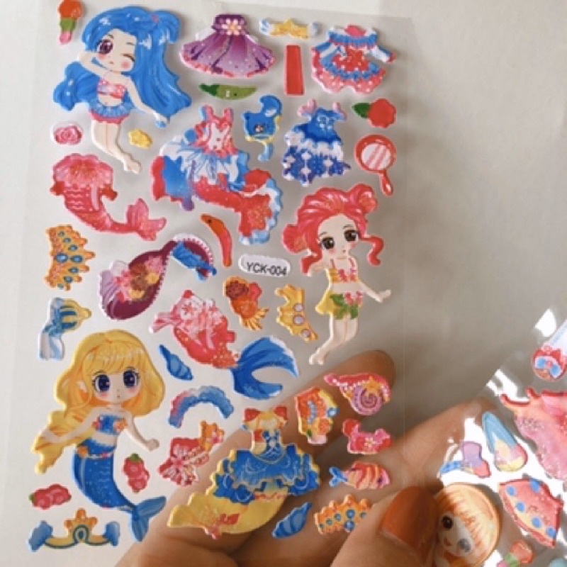 1 tờ dán nổi thời trang công chúa viền nhũ ( DN)