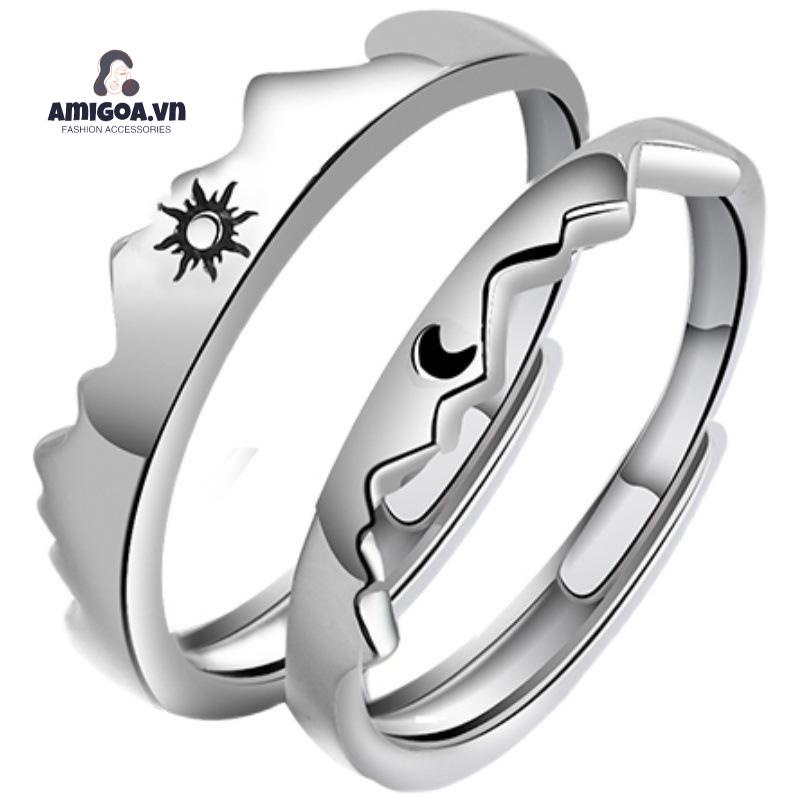 ✨✨Nhẫn hở họa tiết mặt trăng ngôi sao dáng mảnh dễ thương thanh lịch đơn giản phong cách vintage cho cặp đôi