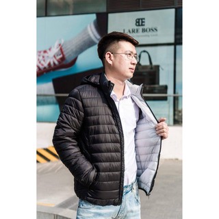 ÁO PHAO NAM  2 MẶT CÓ MŨ SIÊU NHẸ