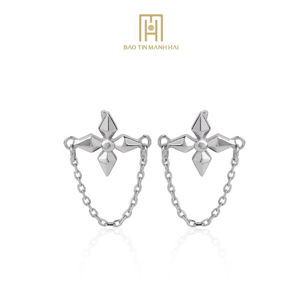 Bông tai Bạc 925 nữ hình hoa 4 cánh phong cách Hàn Quốc BTB03 Bảo Tín Mạnh hải