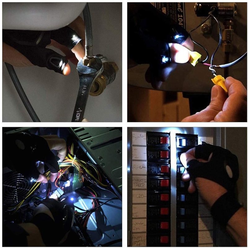 Găng tay hở ngón có đèn led chống thấm nước thời trang cho nam và nữ