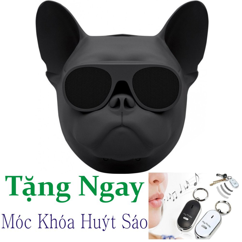 Loa Nghe Nhạc bluetooth Hình Đầu Chó Thông Minh - Màu Đen - Tặng Kèm Móc Khóa Huýt Sáo Thông Minh