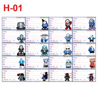 Nhãn vở sans undertale game (1 set 20 nhãn vở khác nhau)