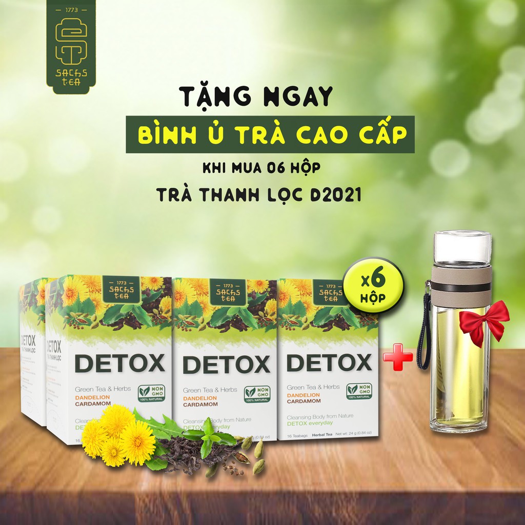 [Tặng Bình Ủ Trà cao cấp trị giá 249.000đ] Bộ 6 Hộp TRÀ DETOX No.D2021 THANH LỌC CƠ THỂ, CHỐNG LÃO HÓA, ĐẸP DA