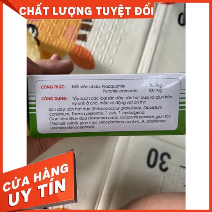 Viên tẩy sán dây, sán lá cho Chó Mèo - 1 viên/5kg Của QuaQua