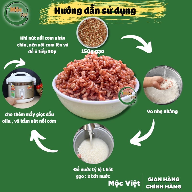 Gạo lứt Combo 1kg gạo lứt  Điện Biên  + 1kg gạo lứt  tam sắc dành cho người ăn kiêng giảm cân - chính hãng Mộc Việt