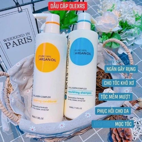 Cặp Dầu Gội Xả Olexrs Argan Oil Collagen Hair Salon Phục Hồi Cho Tóc Khô Hư Tổn