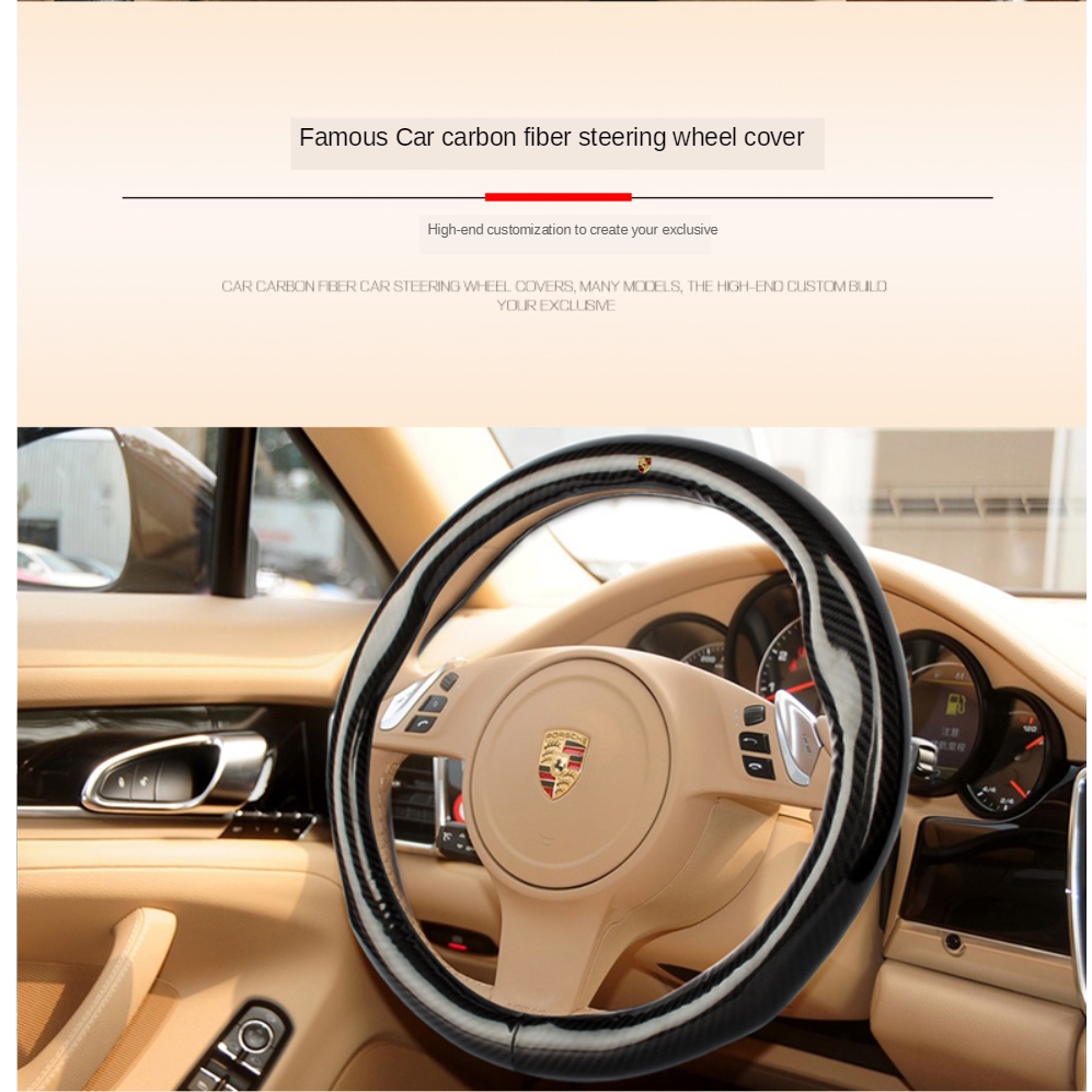 Vòng bọc vô lăng xe hơi kiểu thép carbon cho xe Porsche RWB/Panamera/Macan/Cayenne/Taycan/917/718/911/GT3 RSrs