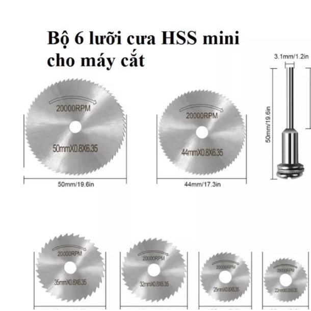 Lưỡi cưa mini, Bộ 6 lưỡi cưa mini hss gắn máy khoan
