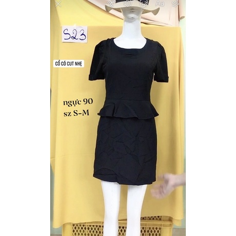 đầm đen peplum công sở size S-M.S23