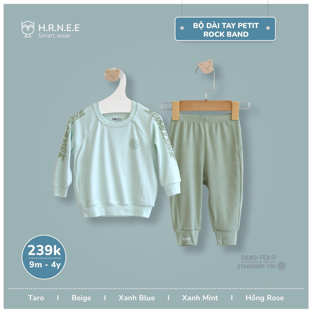 Bộ quần áo dài tay Petit Rock Band Hrnee bé trai 9m-4y