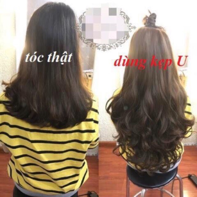 Tóc giả kẹp chữ u 02freeship 50k tóc 3/4 xoăn cao cấp