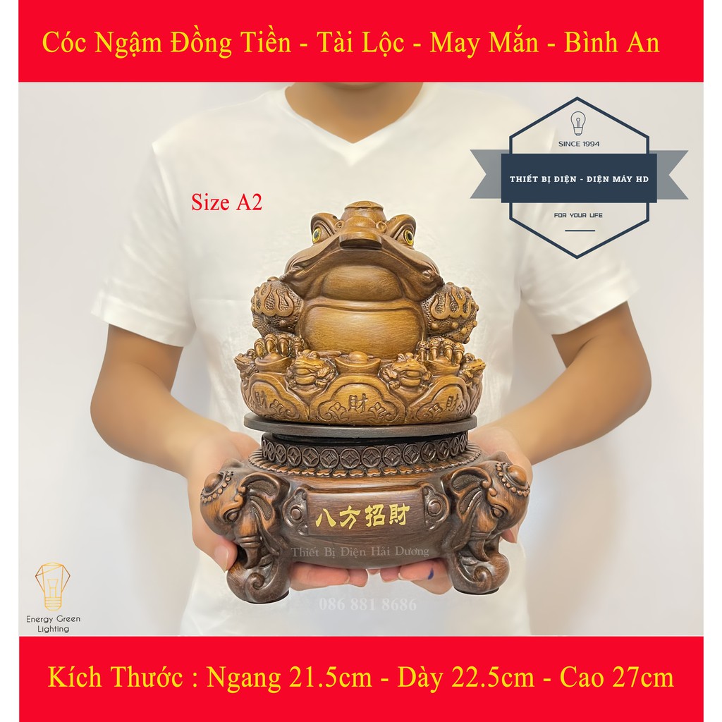 Tượng Cóc 3 Chân Thiềm Thừ - Xoay 360 Độ - Mang Lại Tài Lộc , May Mắn , Bình An - Size A2 - Có Video