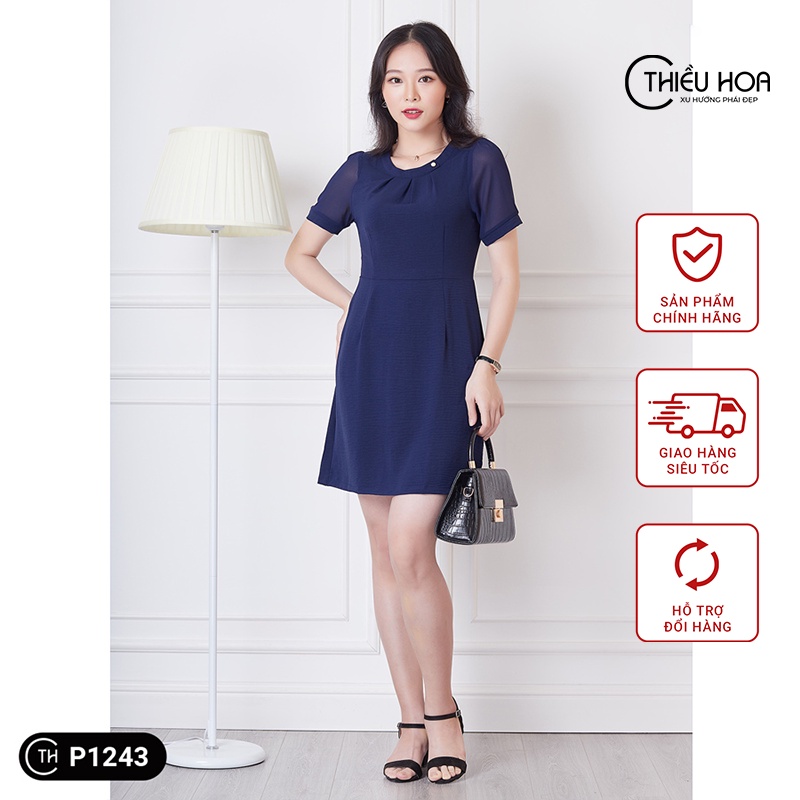 Đầm Trung Niên Đẹp Cao Cấp thiết kế đẹp mắt chất vải chiffon cao cấp mặc thoáng mát dễ chịu THIỀU HOA DN0P1243