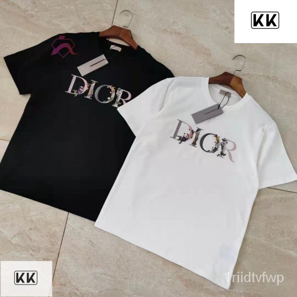 Áo thun Cặp đôi áo phông màu Sakura mới của Dior thương hiệu nổi tiếng quần áo