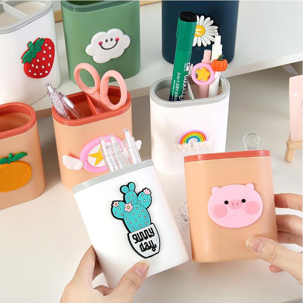 Lọ đựng bút bằng nhựa hai ngăn đa năng