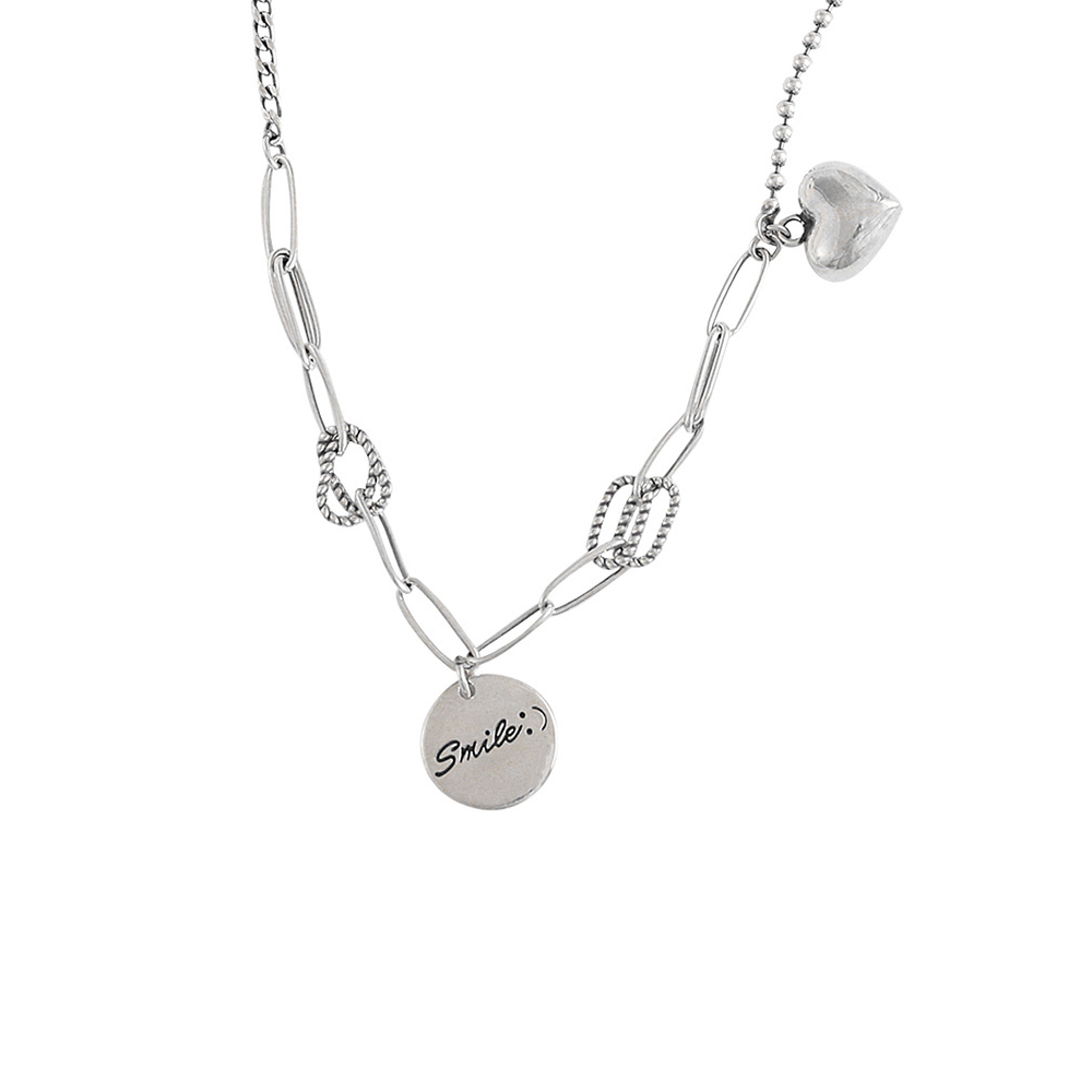 vòng cổ Hợp Kim Mặt Hình Trái Tim Khắc Chữ S925 Thời Trang Cho Nữ