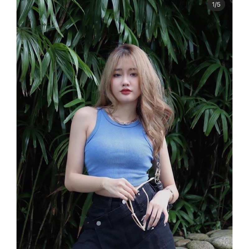 Áo ba lỗ thun gân cổ tròn màu basic ngày hè năng động dáng ngắn ôm, 3 lỗ sát nách TV-Fashion