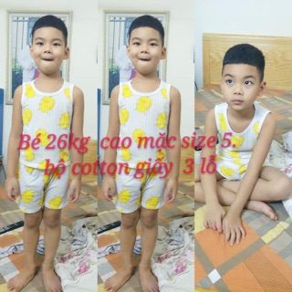 Combo 5 Bộ ba lỗ cotton giấy cho bé