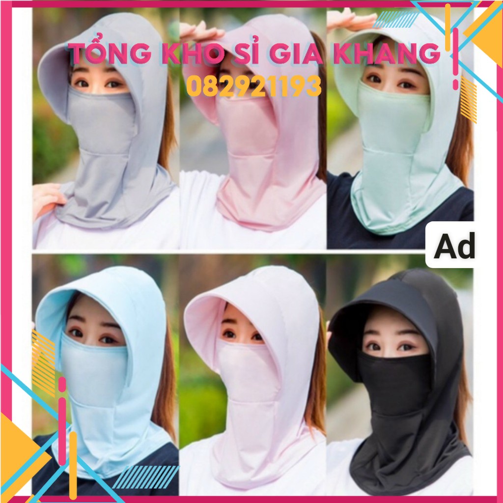 sp024 Mũ chống nắng kèm khẩu trang chống tia cực tím vải thun lạnh cao cấp, nón chống nắng ninja