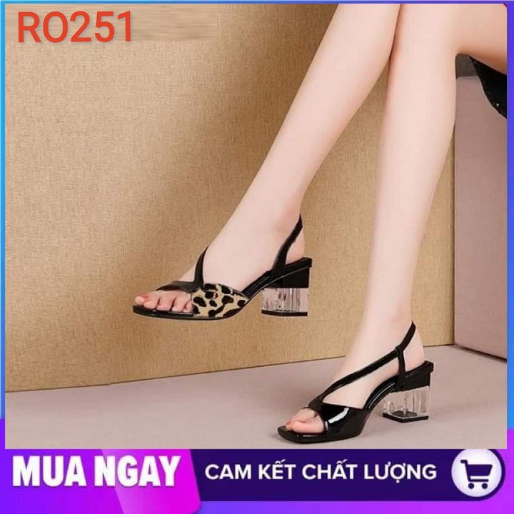 Giày cao gót nữ đẹp đế vuông 4cm hàng hiệu rosata màu đen ro251