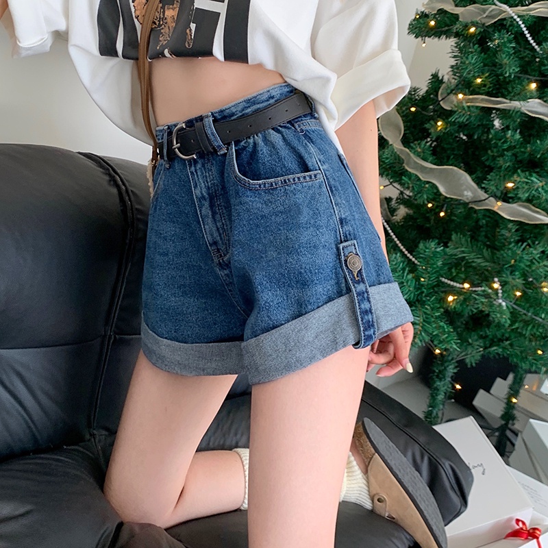 Quần Short Denim Lưng Cao Ống Suông Thời Trang Cá Tính 53327