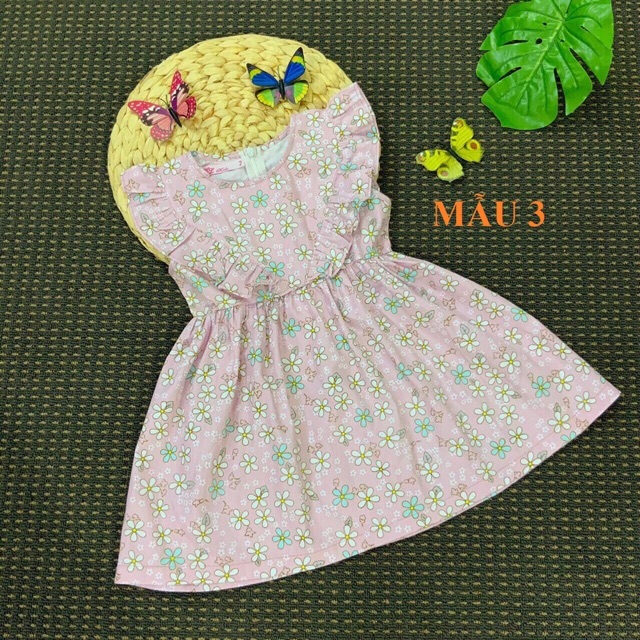 Set đầm bé gái xinh xắn vải Kate Lụa họa tiết hoa lá Hirokids 10 đến 28kg
