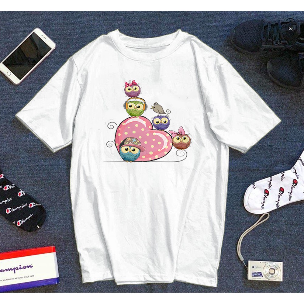 Áo thun Cotton Unisex - Owl Art - Chim cú mèo - Những chú cú dễ thương