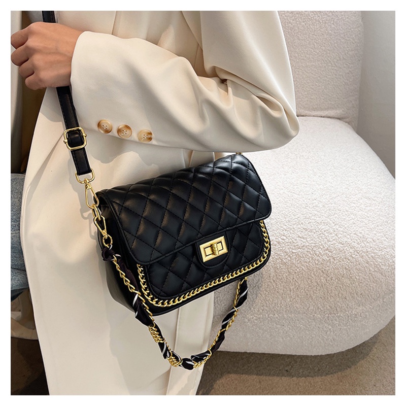 Túi xách nữ đeo vai và chéo trần trám MUNGA da mềm size 23 nhiều ngăn  dây xích phối vải TMG02