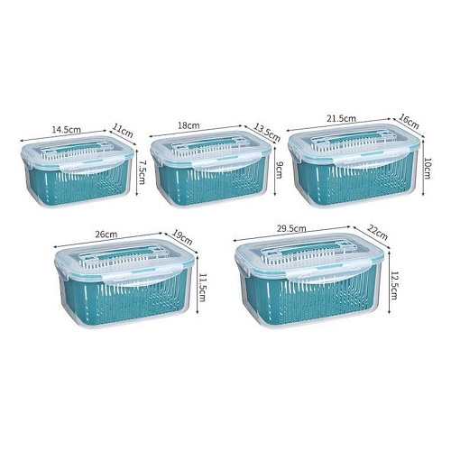 Bộ Hộp Nhựa Đựng Thực Phẩm 5 Món Kèm Rổ - Có Quai Xách Tiện Lợi