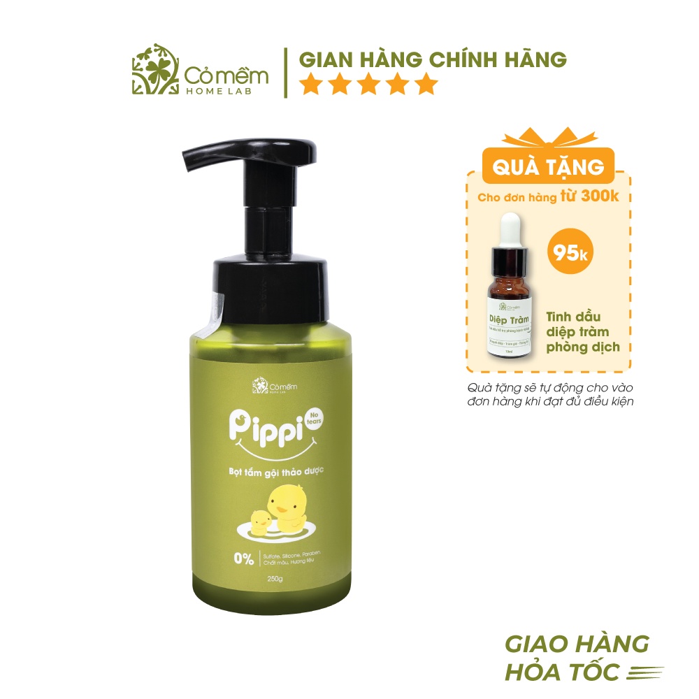 Bọt tắm gội thảo dược pippi cho bé yêu không cay mắt cỏ mềm 250g - ảnh sản phẩm 1