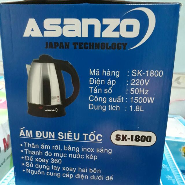 Bình Đun Siêu Tốc Asanzo 1l8 giá sỉ siêu rẻ