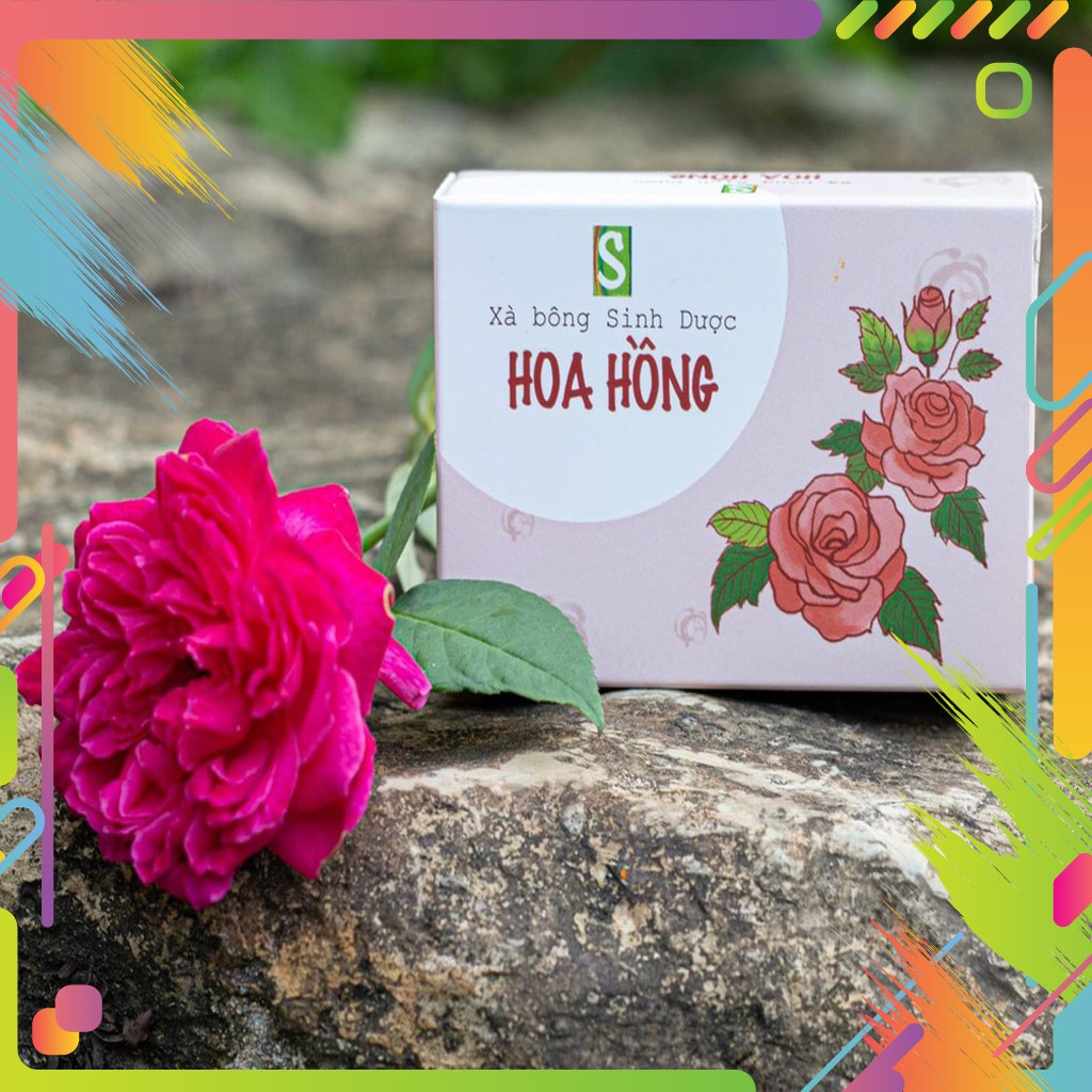 Xà Bông Sinh Dược Hoa Hồng handmade chiết suất từ cánh hoa hồng hương thơm tuyệt vời có tác dụng làm sạch da, dưỡng da