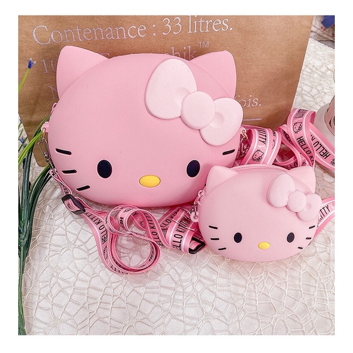Túi đeo chéo silicon Hello Kitty